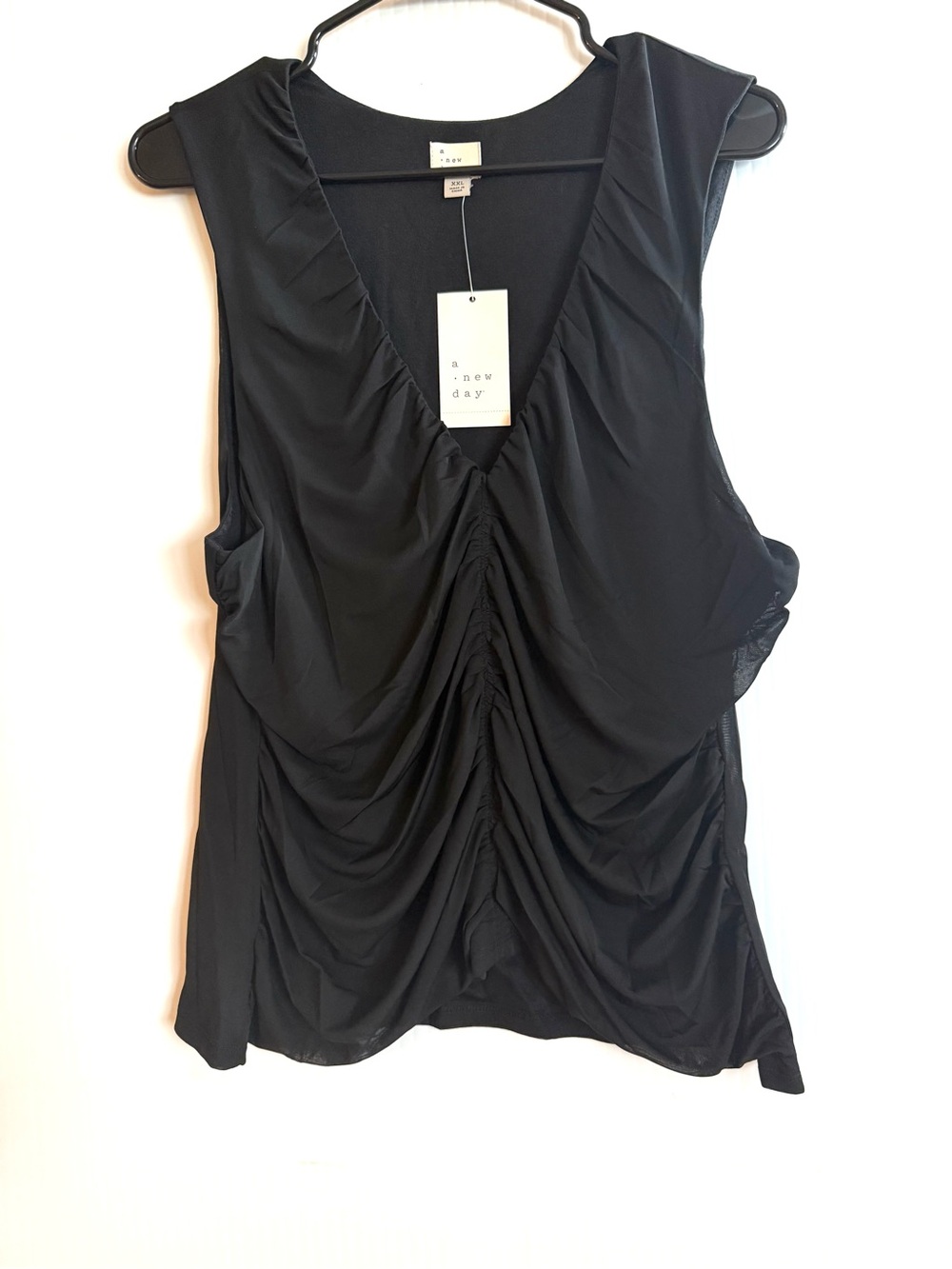 a new day Black Ruched V-Neck Sleeveless Camisole